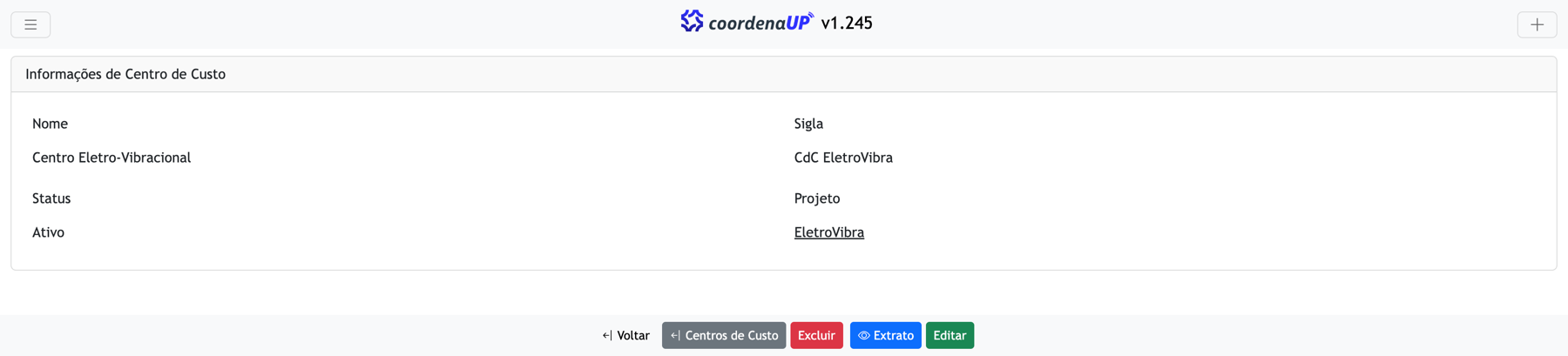 Figura 91 - Visualização de Centro de Custo